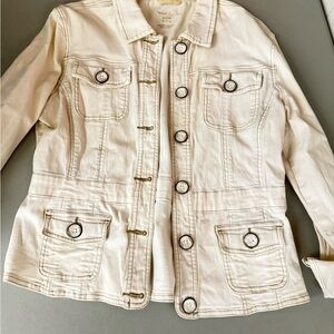 Faded Glory Woman’s Beige button-up Utility Jacket Denim jacket size M